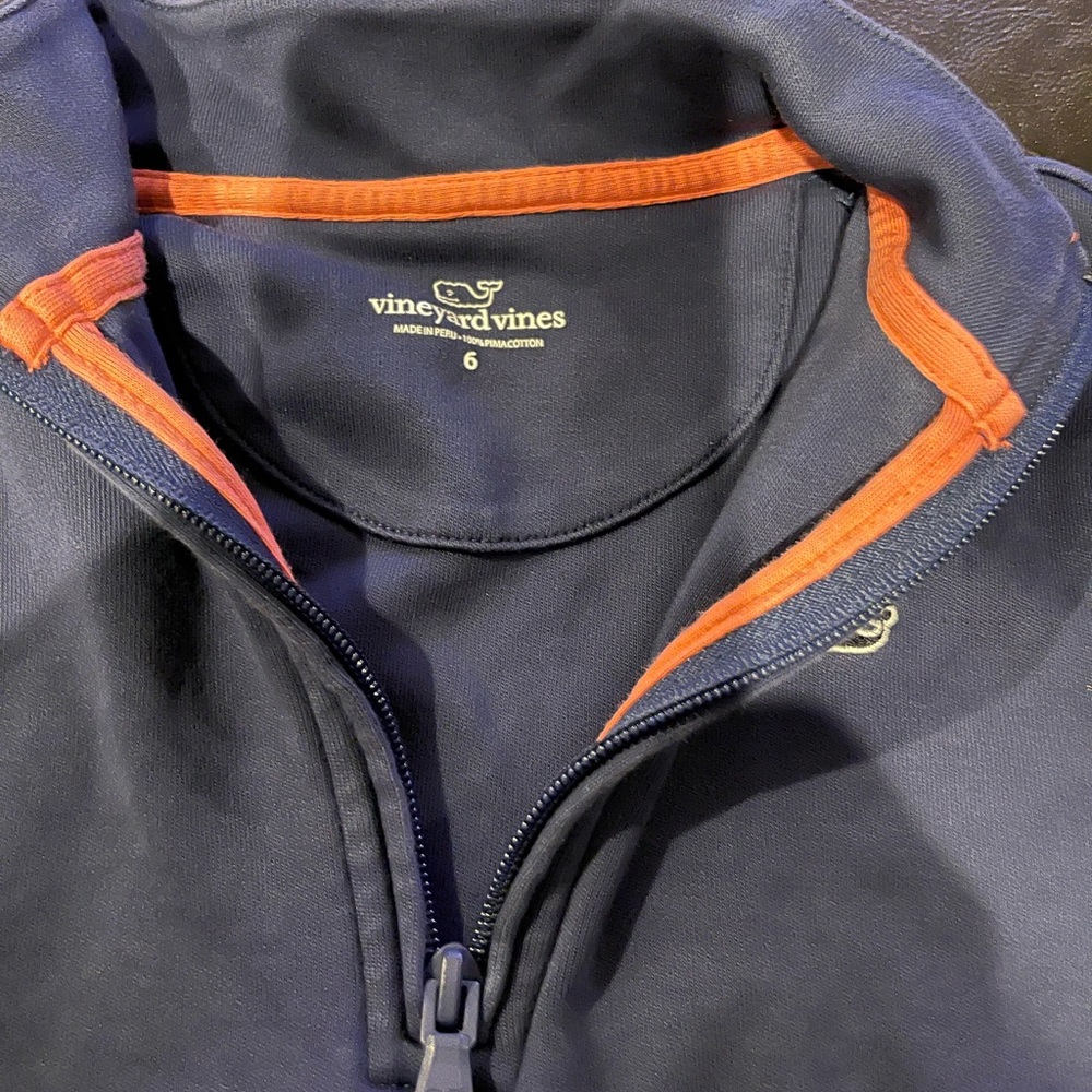 Vineyard Vines Saltwater 1/4 Zip Pima Cotton Pullover Sweater boys size 6 - Picture 3 of 5